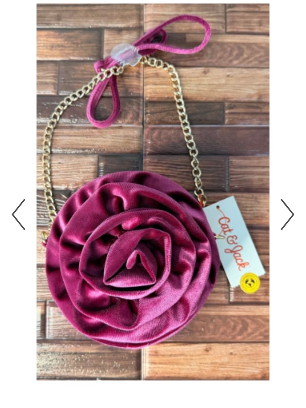 Cat & Jack Velvet Rose Crossbody Bag in Magenta